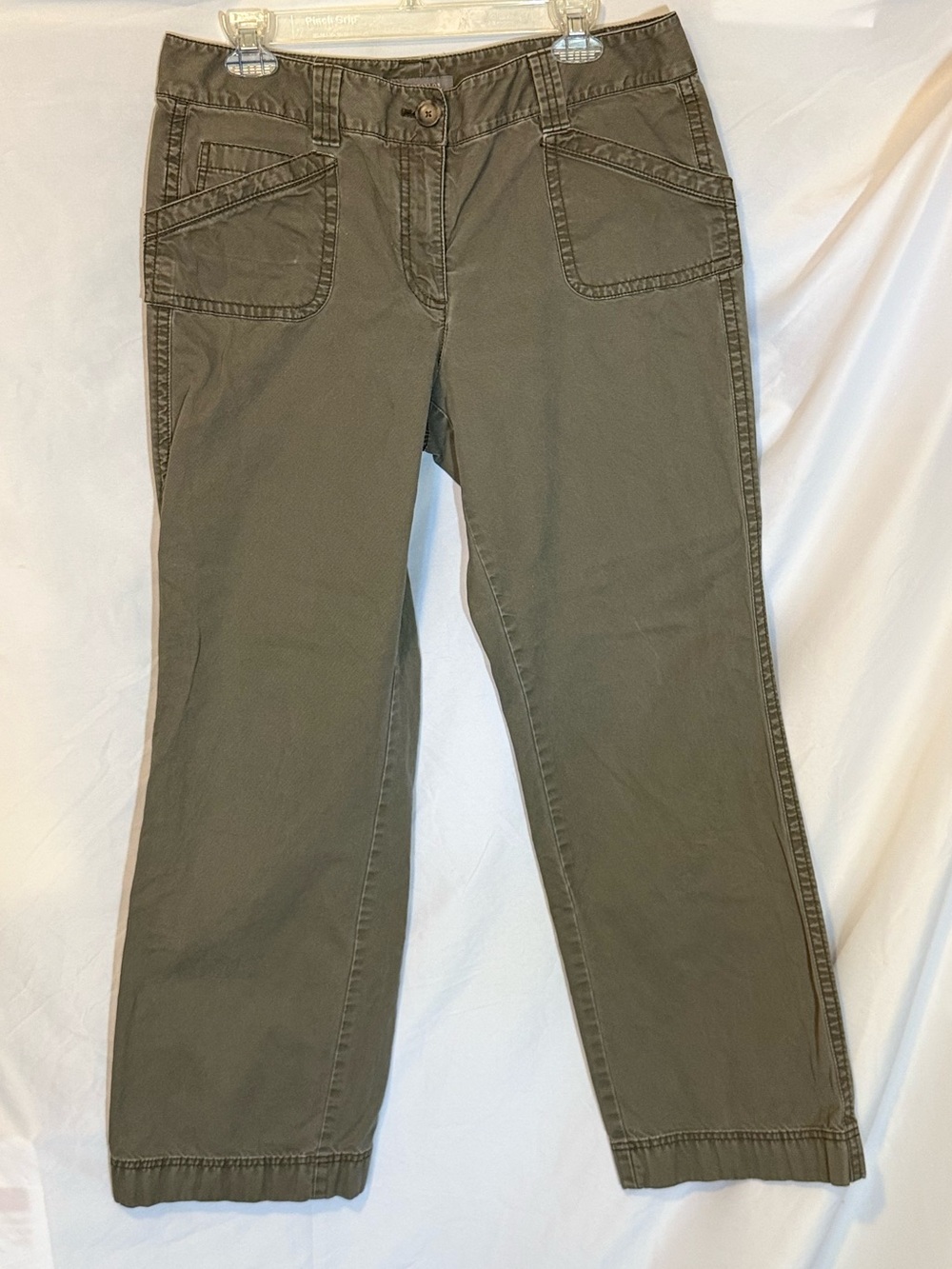 Vintage Ann Taylor ‘Lindsay’ Olive Green Cotton Utility Pant Y2K size 12 (UU7)